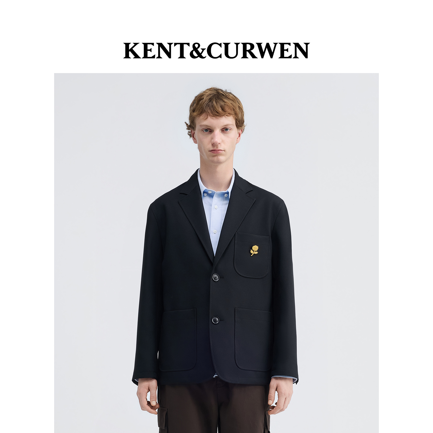 KENT&CURWEN/肯迪文2025秋冬新品西服男士玫瑰单排扣西装外套