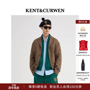 外套 纯羊毛西服人字纹休闲西装 KENT&CURWEN 肯迪文秋冬三狮男士