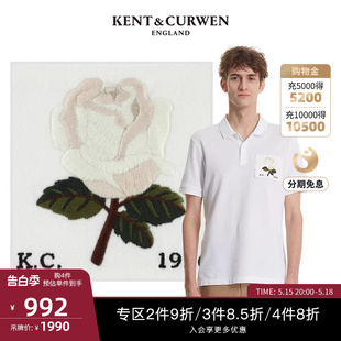 男女K47H9EO031 KENT&CURWEN 新品 肯迪文KC夏季 玫瑰纯棉短袖 polo衫