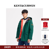 KENT&CURWEN 肯迪文秋冬系列复古廓形可脱卸帽棉服绗面户外风衣