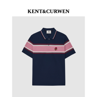 KENT&CURWEN 肯迪文2025年早秋新品 玫瑰刺绣短袖 撞色领POLO衫