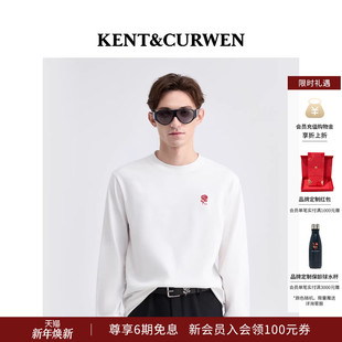 玫瑰刺绣圆领纯棉长袖 男女款 T恤 肯迪文2025秋冬新品 KENT&CURWEN