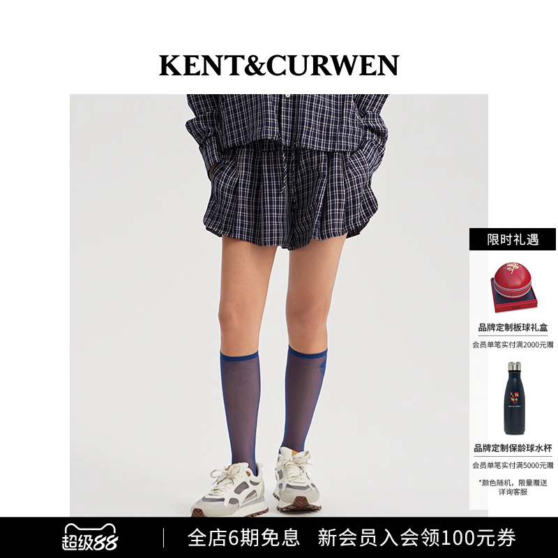 KENT&CURWEN/肯迪文2025夏季新品女士英伦风格纹弹力休闲短裤