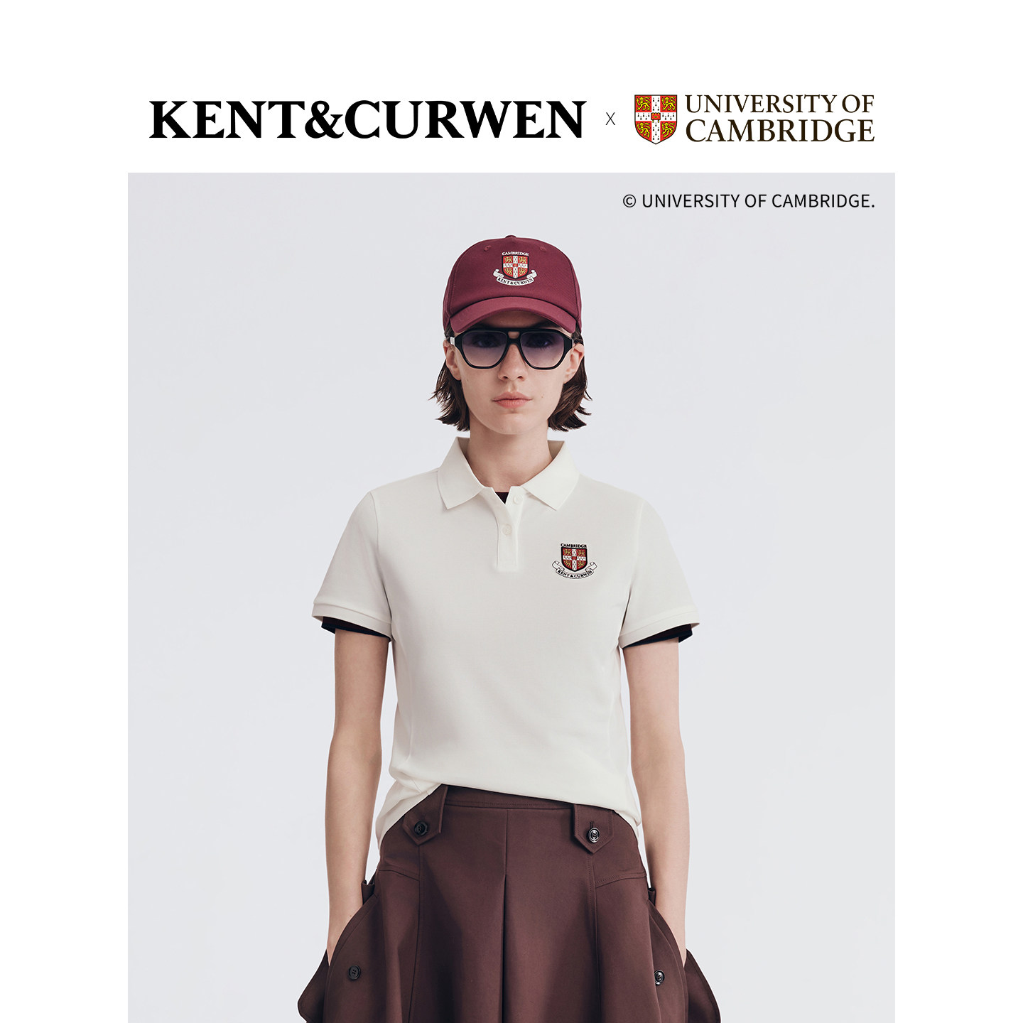 KENT&CURWEN肯迪文剑桥系列26春夏女装棉刺绣休闲翻领短袖POLO衫