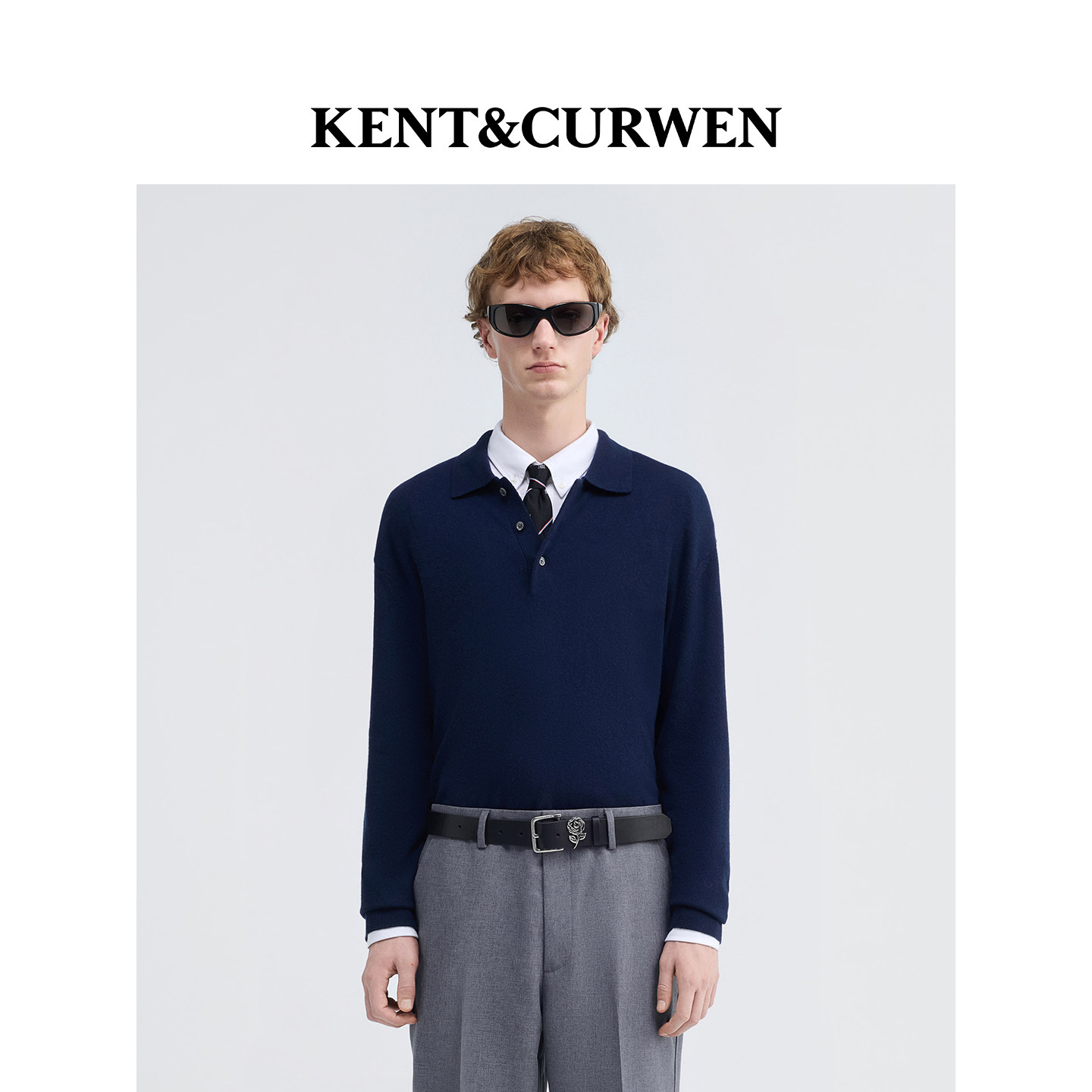 KENT&CURWEN肯迪文秋冬男士羊绒羊毛混纺商务休闲针织POLO衫毛衣