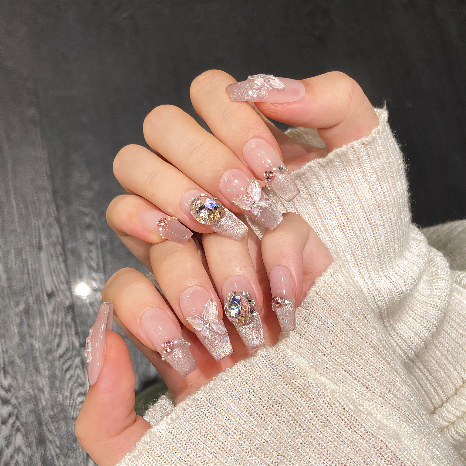 腮红猫眼显白百搭裸色粉色穿戴甲