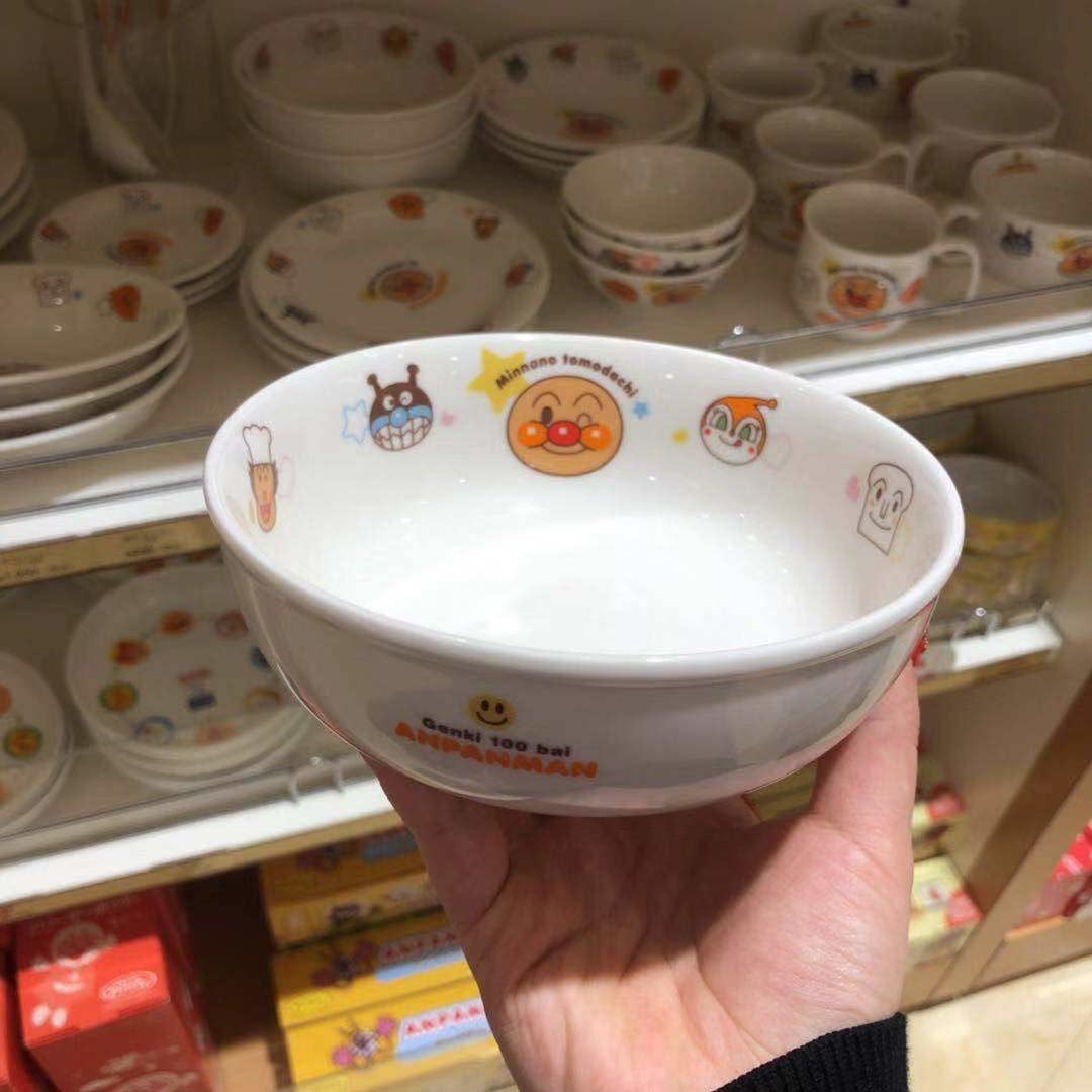 现货日本进口日式餐盘餐具面包超人儿童宝宝环保陶瓷大直径汤碗