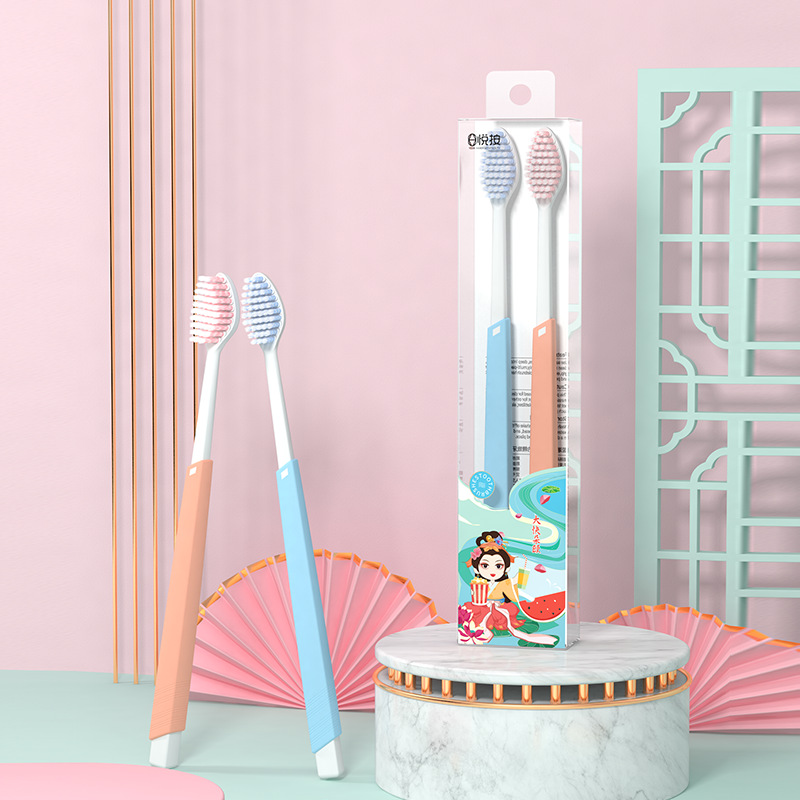 国潮软毛牙刷成人东方美人西施曲面牙刷水晶盒正品牙刷软毛