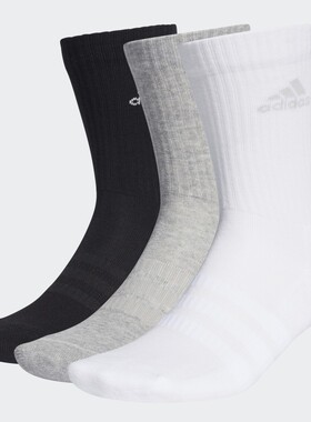 adidas/阿迪达斯男女黑白灰运动舒适棉袜中筒三双装GC7317