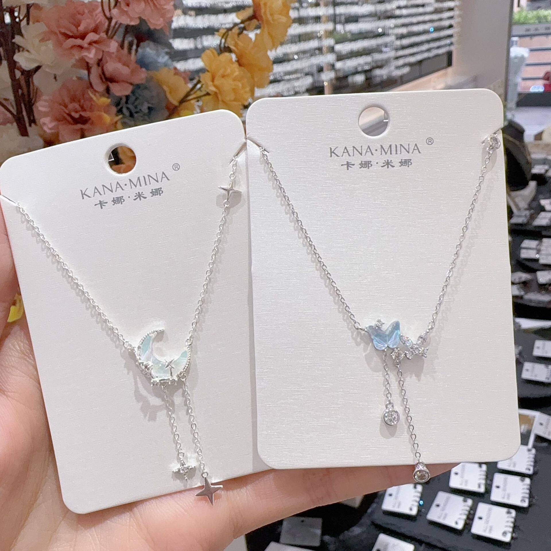 卡娜米娜极简风月亮长款星星流苏项链 清新时尚气质精美蝴蝶项链图片