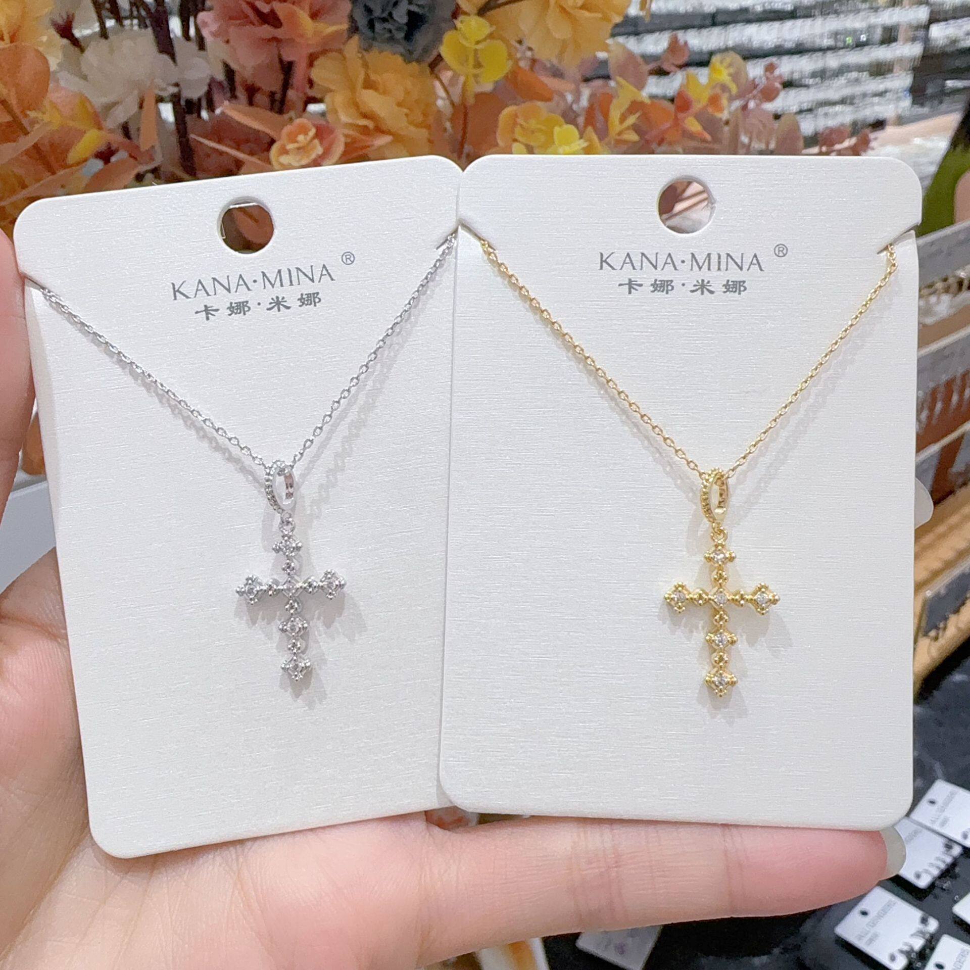 韩式十字架小众轻奢吊坠锁骨链项链直播跨境项链图片