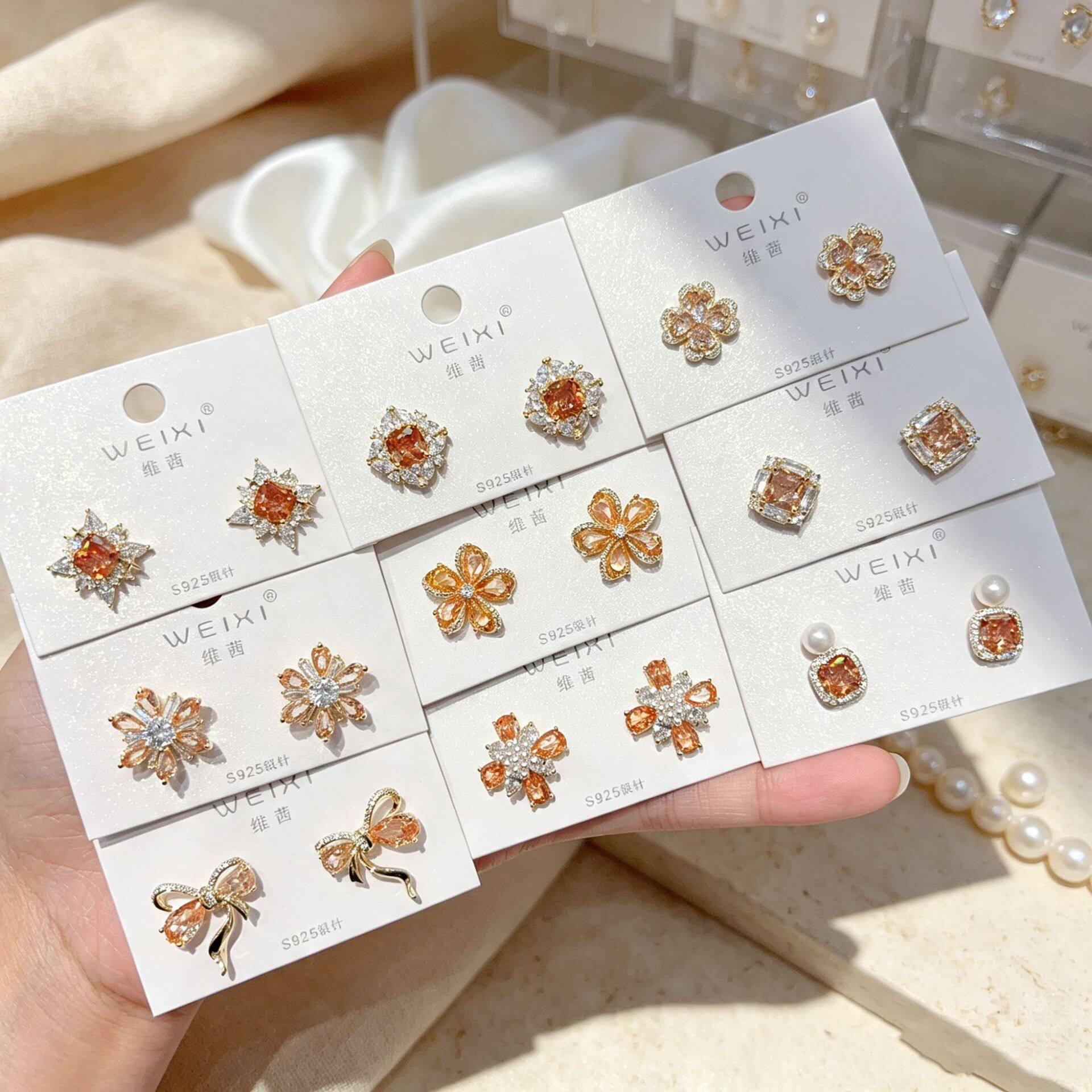 维茜轻奢复古金黄系列气质高级设计优雅精致简约925银针耳钉耳饰图片