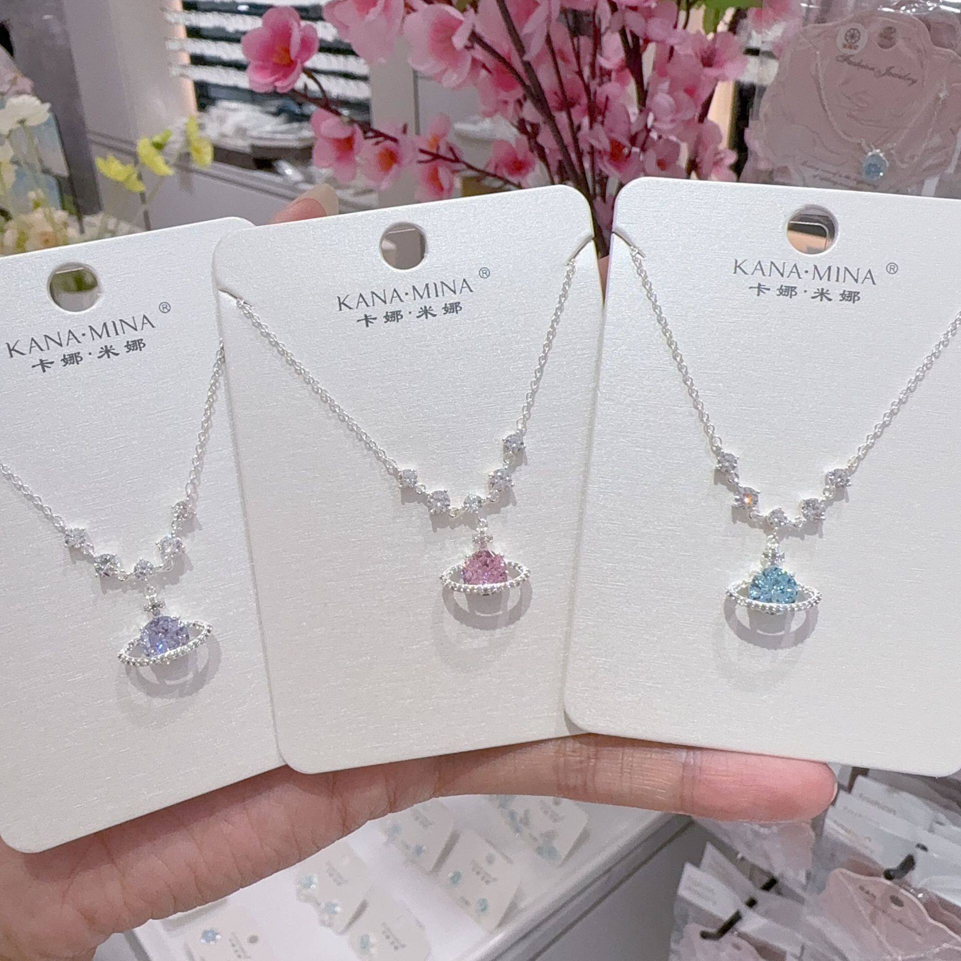 卡娜米娜轻奢仿锆石土星项链女高级感锁骨链时尚通勤气质简约项链图片
