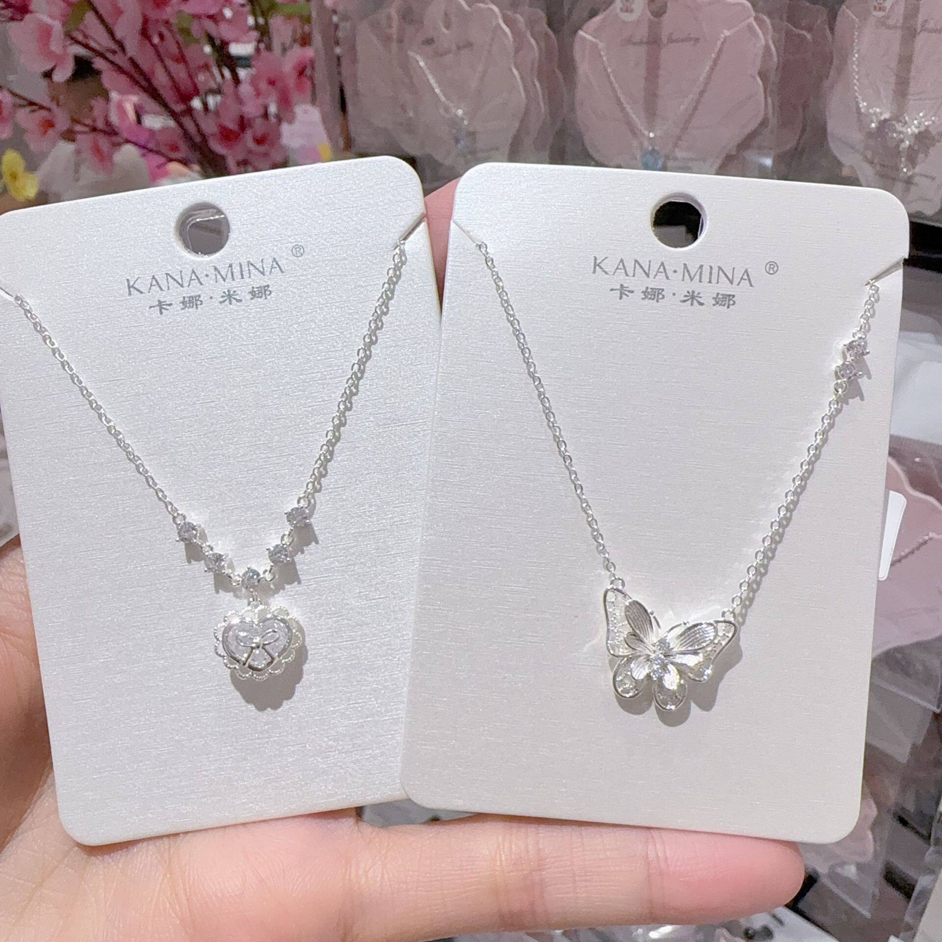 卡娜米娜精美新款花边镂空爱心项链时尚ins风精致简约蝴蝶锁骨链图片