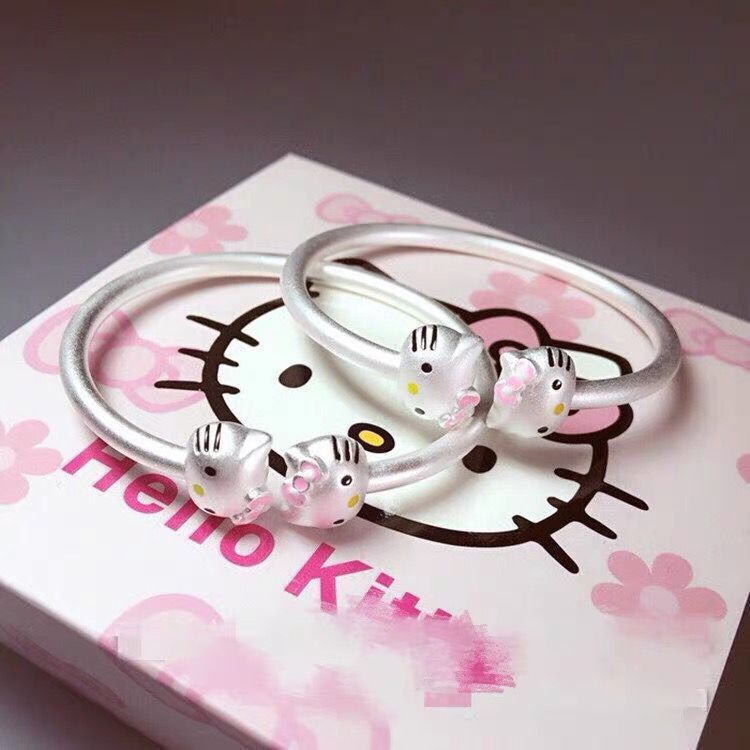 卡通hellokitty凯蒂猫手镯女母子一对开口儿童小孩送生日礼物饰品