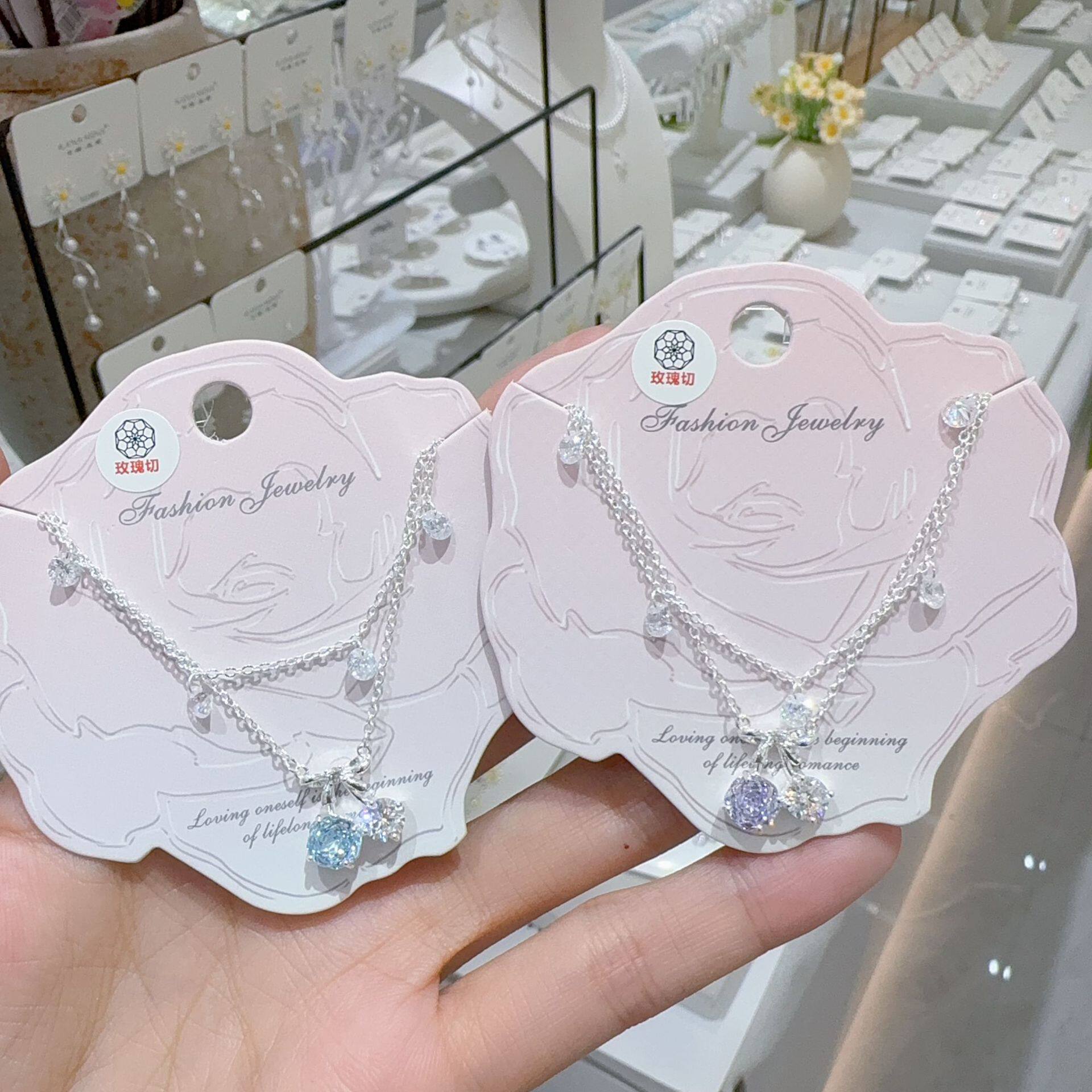 卡娜米娜精美新款玫瑰切樱桃双层项链时尚ins风简约甜美锁骨链图片