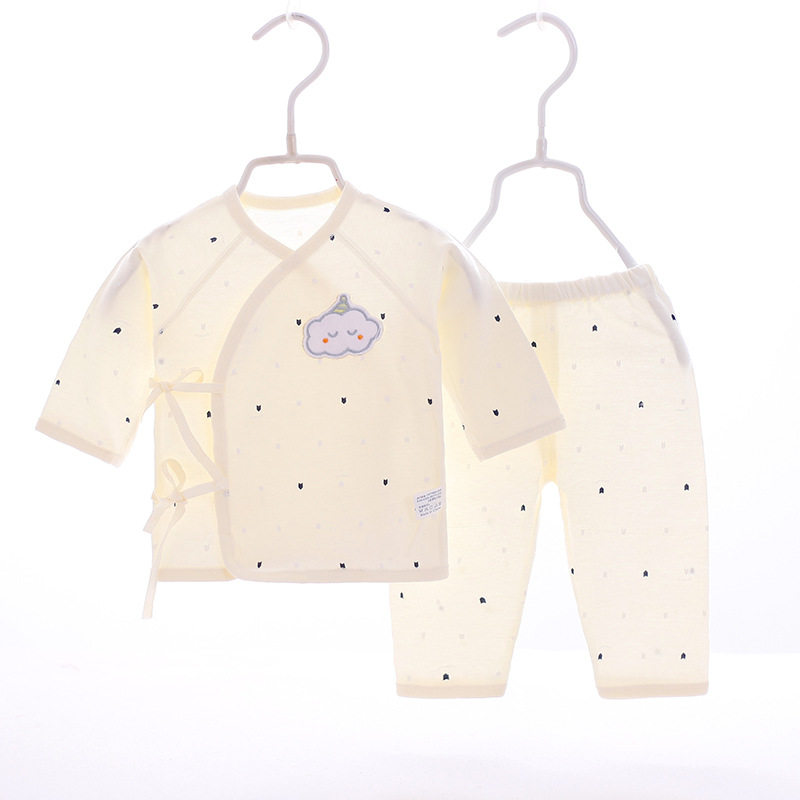 夏季薄款婴儿宝宝新生儿衣服0-3月6纯棉空调服无骨和尚服分体套装