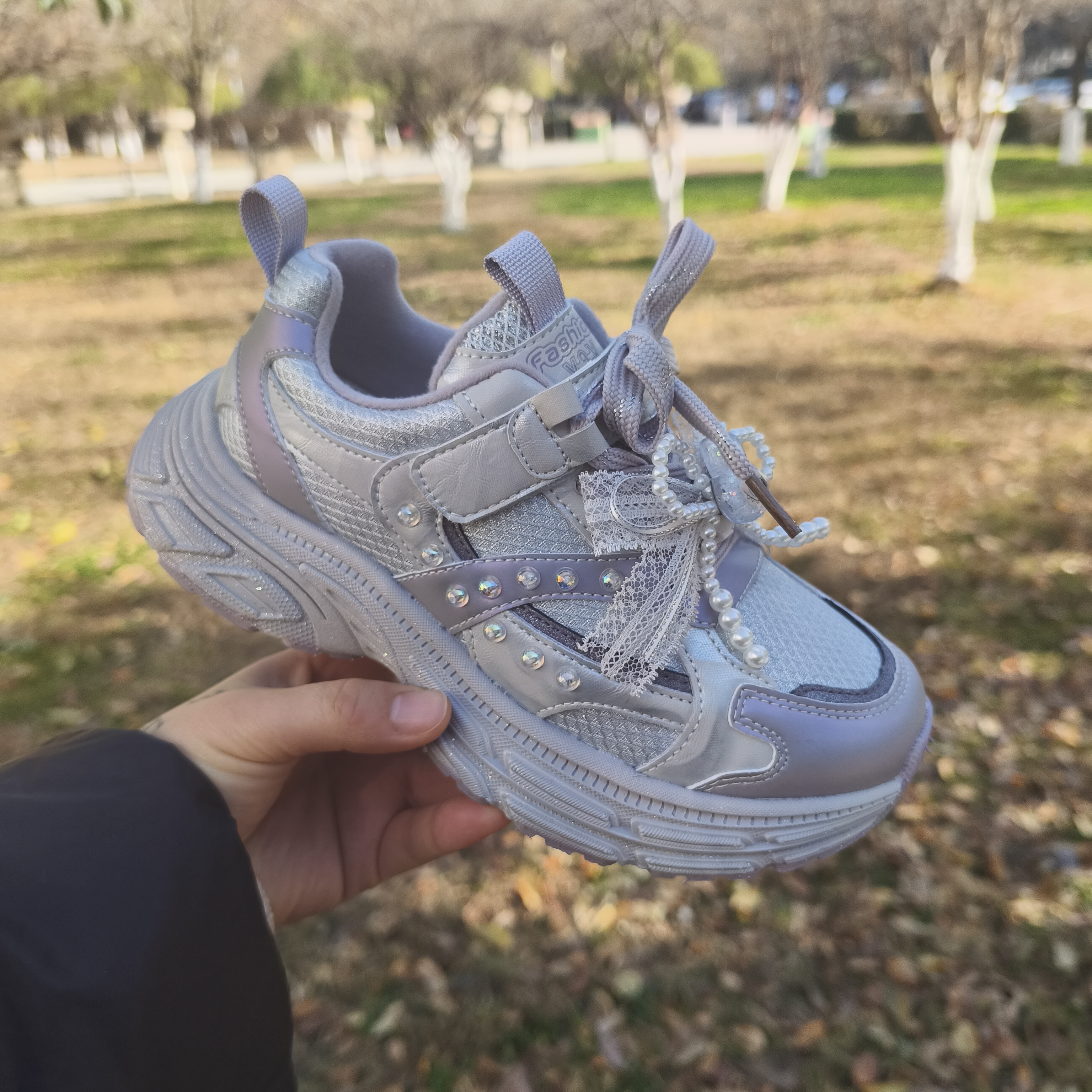 嘀嗒屋冬款二棉新款女童鞋运动鞋跑步鞋休闲鞋老爹鞋儿童鞋