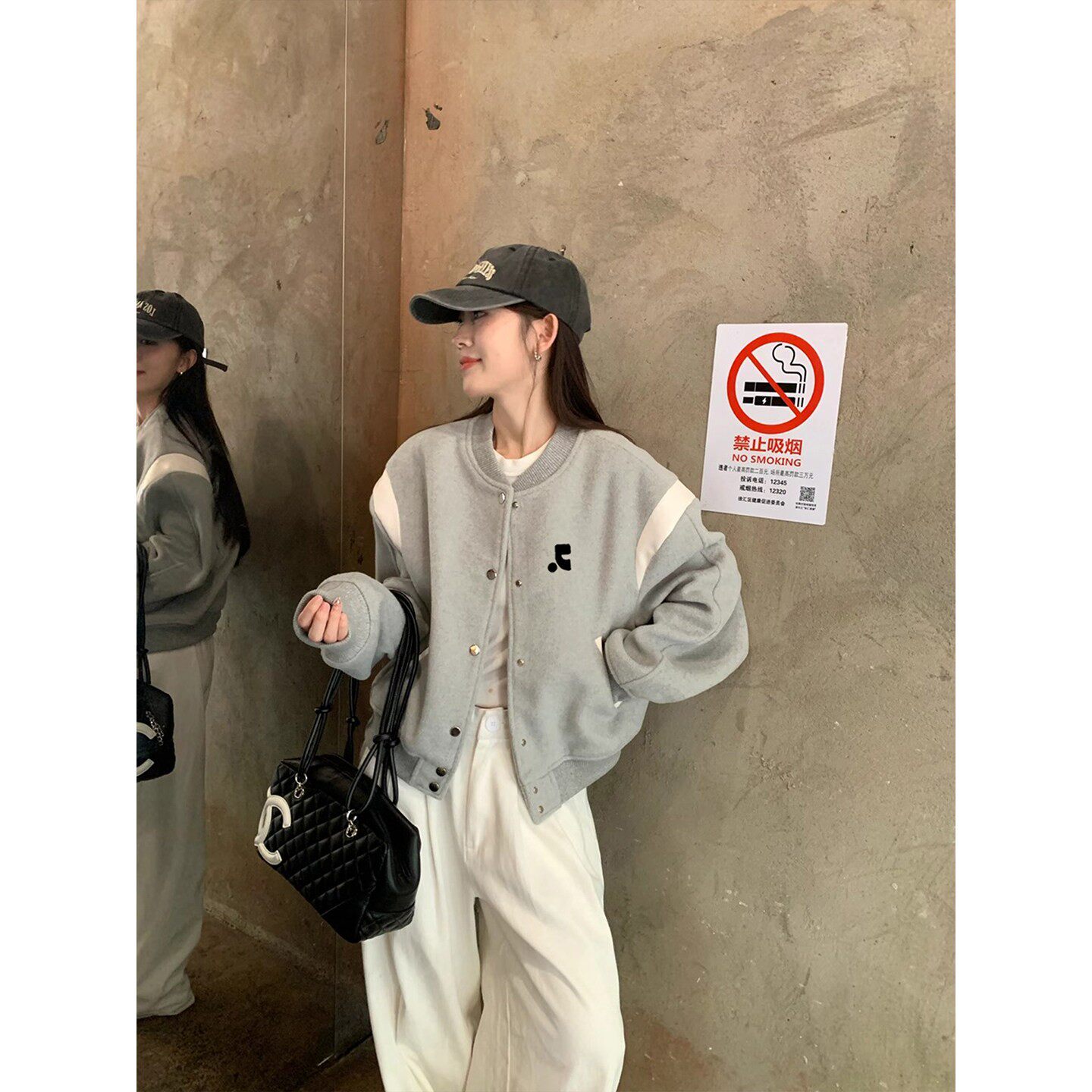 RR正品韩系宽松棒球短外套女