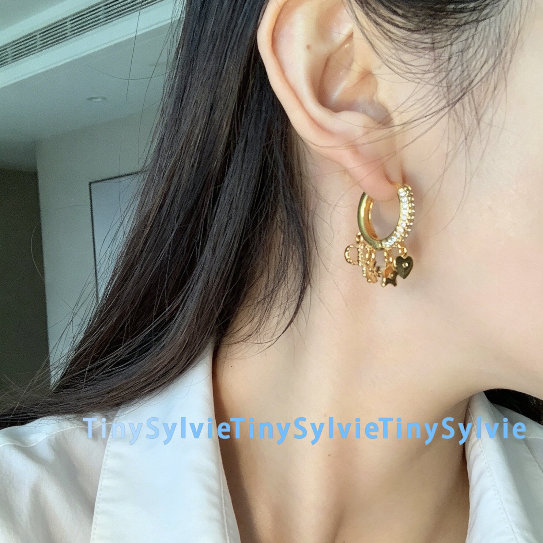 TinySylvie复古满钻圆圈耳环