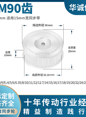 同步带轮S3M90齿A齿宽16内孔81012141517192025S3M主动齿轮同步轮