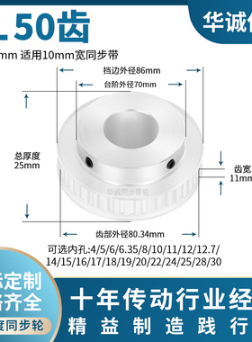 同步带轮XL50齿宽11内孔10/12/14/15/19/2050XL037主动齿轮同步轮