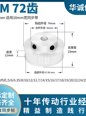 同步带轮S3M72齿宽11凸内孔10 12 14 15HTPAS3M100主动齿轮同步轮
