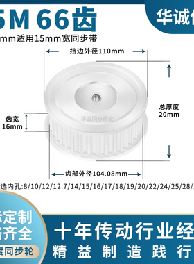 同步带轮S5M66齿宽16内孔5 6 8 10 12.7 14 151617主动齿轮同步轮