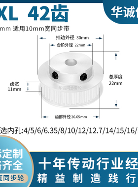 同步带轮MXL42齿宽11内孔5/6/8/10/12/14/15P42MXL主动齿轮同步轮