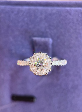 培育钻PT950铂金圆包成品钻戒,0.53克拉 D色VVS2,