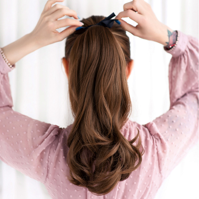taobao agent Wigmail ponytail female long hair summer strap -type short curly hair big wave net red small grabbing natural high ponytail braid