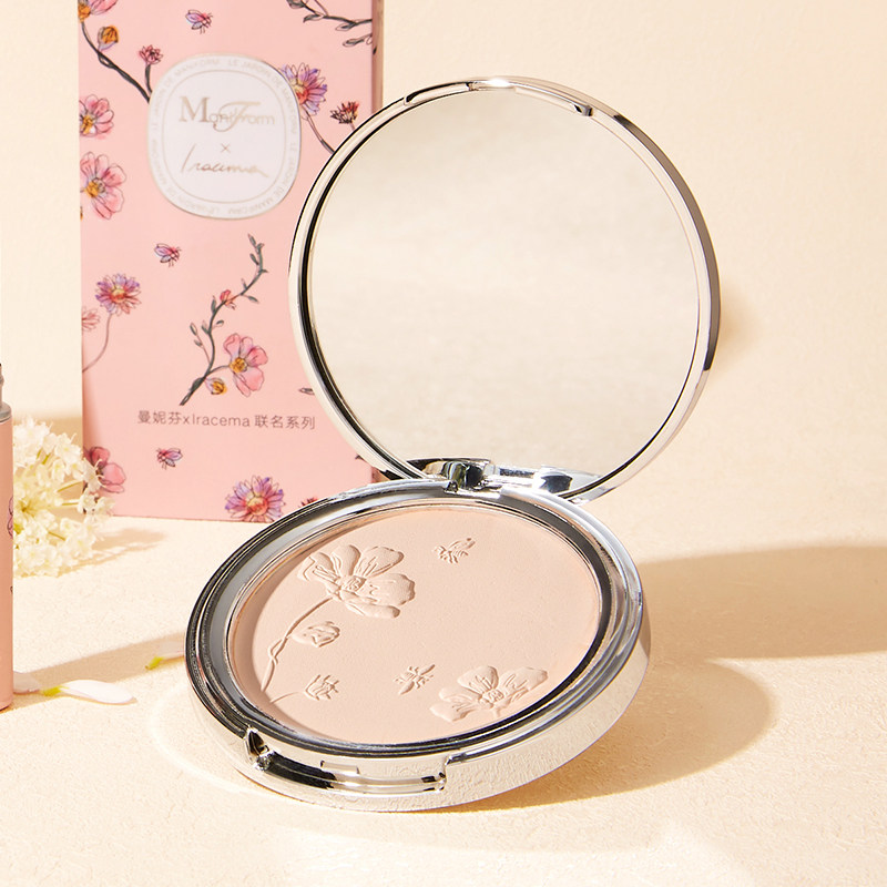 2件8折曼妮芬美妆柔雾透气定妆哑光粉花园联名版轻薄自然修颜粉饼