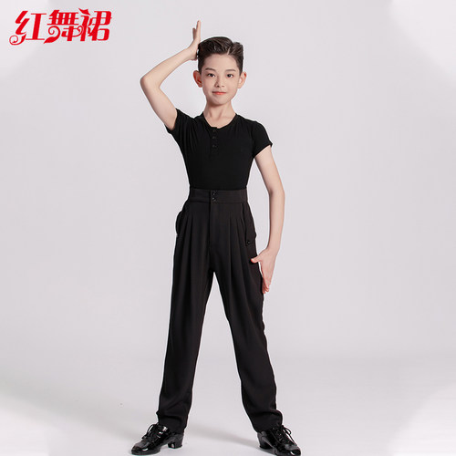 红舞裙少儿拉丁舞练功服装