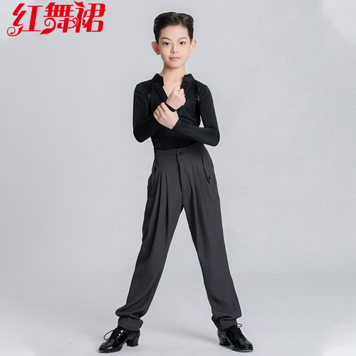 红舞裙少儿拉丁舞练功服装