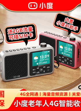 小度智能语音收音机老年陪伴机随身听音箱4G全网通话插内存卡