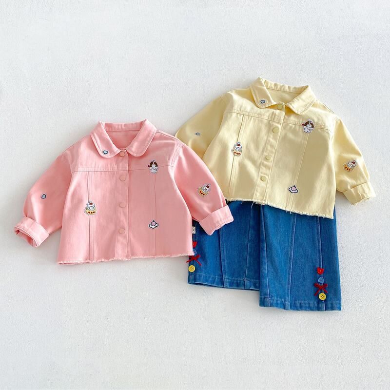 女童可爱水洗牛仔服2026新款秋季宝宝贴标卡通秋装外套 zqw6410
