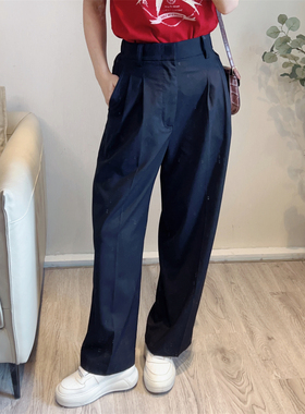 斯斯 0306 百搭又好看 巨百搭黑色精纺羊毛阔腿基础垂顺休闲西裤