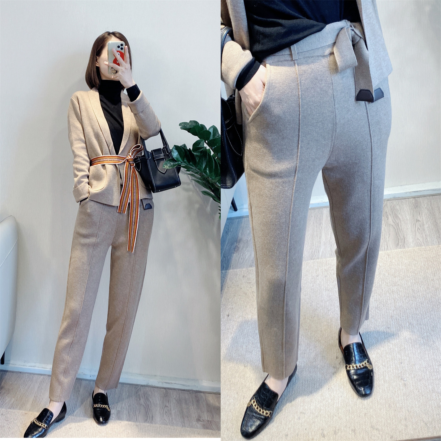斯斯 1111 LP  太舒服好配 高端材质羊绒羊毛真丝开衫+裤子