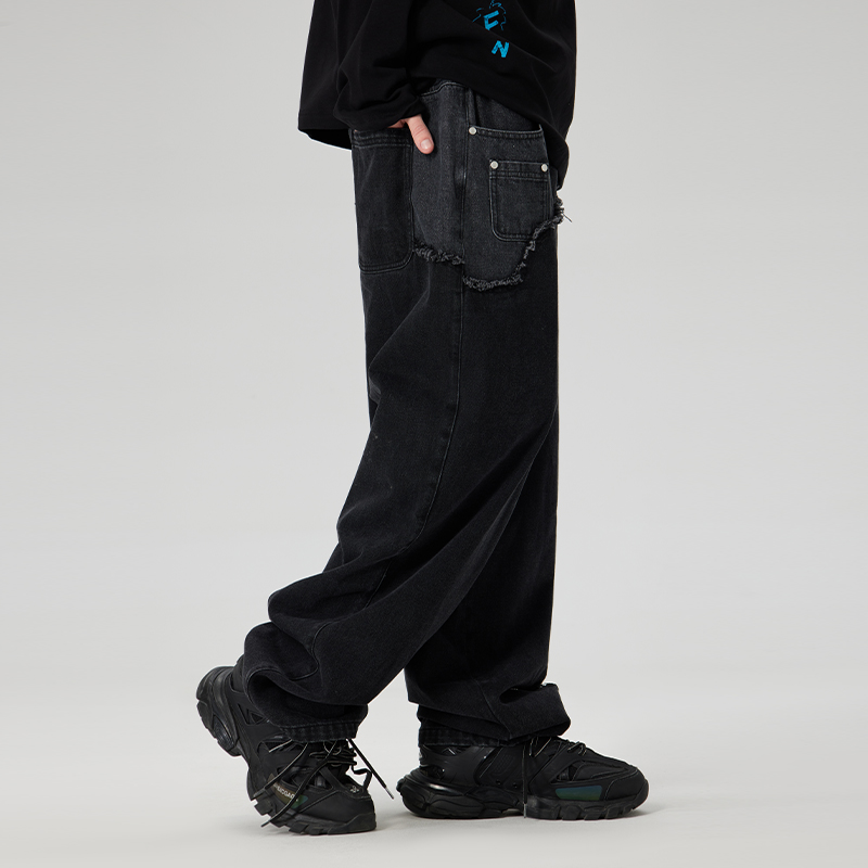 LAMLICKA黑色阔腿牛仔裤