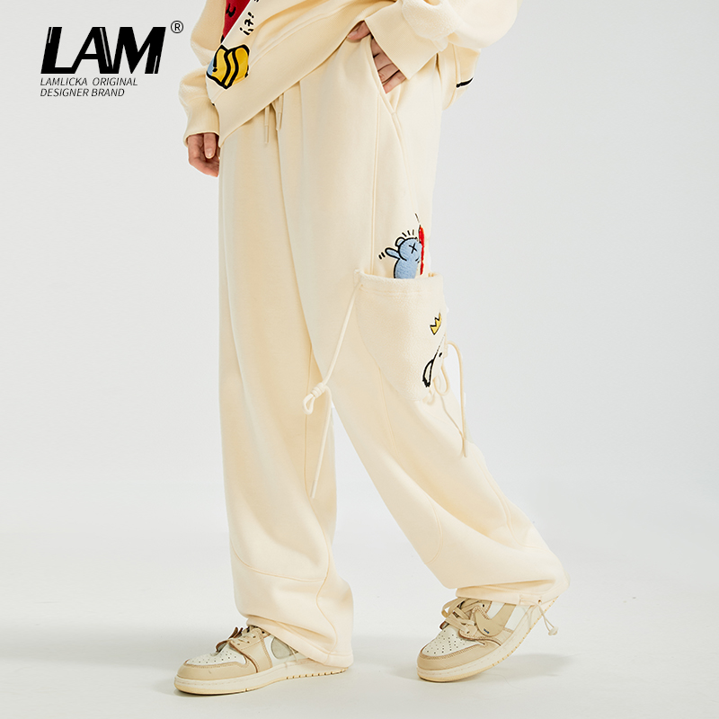 LAMLICKA爱心刺绣休闲卫裤