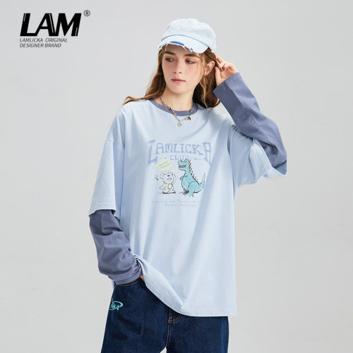 LAMLICKA卡通熊猫长袖T恤男