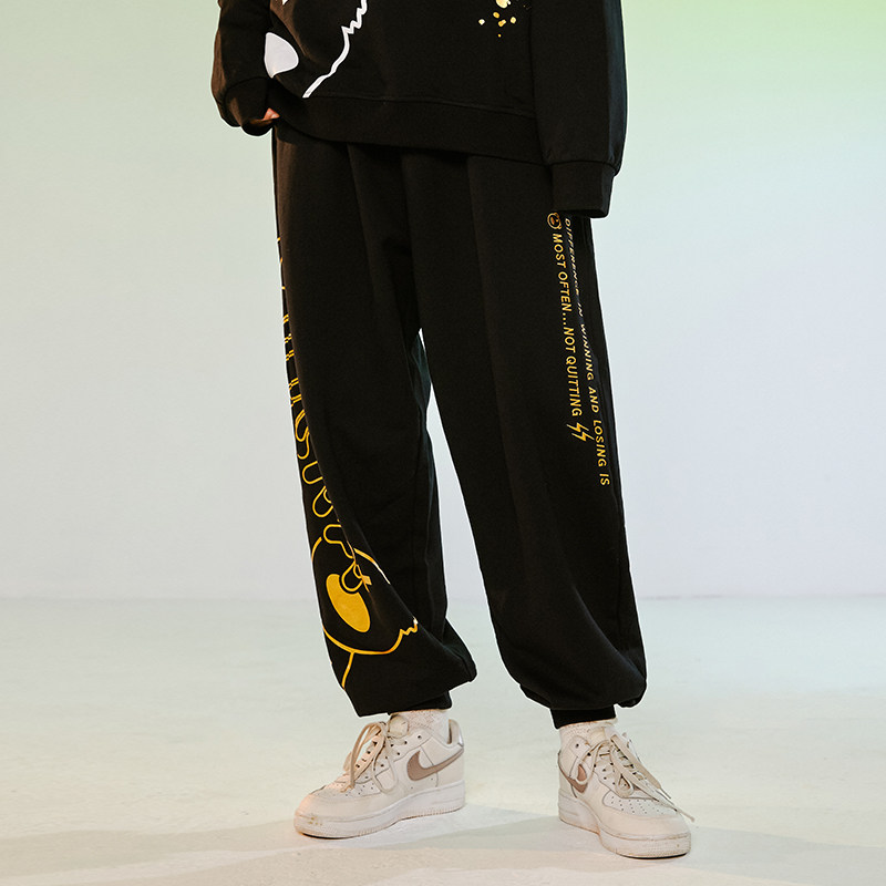 LAMLICKA烫金熊猫字母印花男运动裤卫裤加绒加厚潮牌休闲束脚裤,男装,卫裤,淘宝优惠券,粉丝福利购,淘宝优惠卷