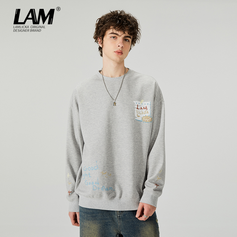 LAMLICKA日系卡通印花灰色卫衣