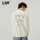 LAMLICKA水泥灰熊猫圆领卫衣男ins潮新款 小众设计感重磅宽松上衣