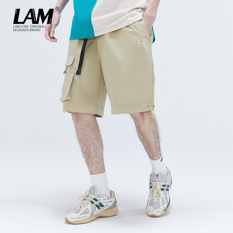 LAMLICKA夏季薄款梭织短裤男ins潮2024新款多口袋休闲工装裤宽松