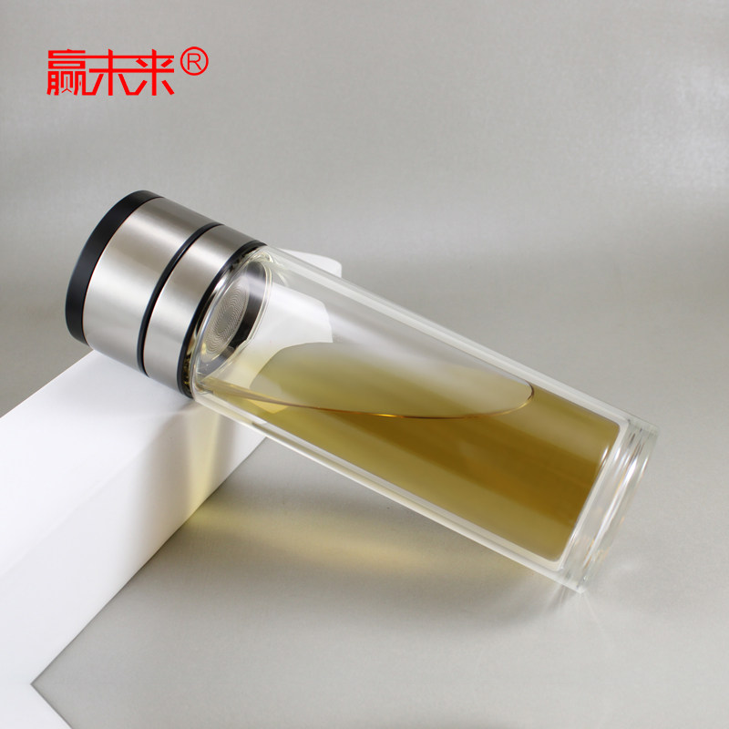 一键按压速开车载便携隔热玻璃杯