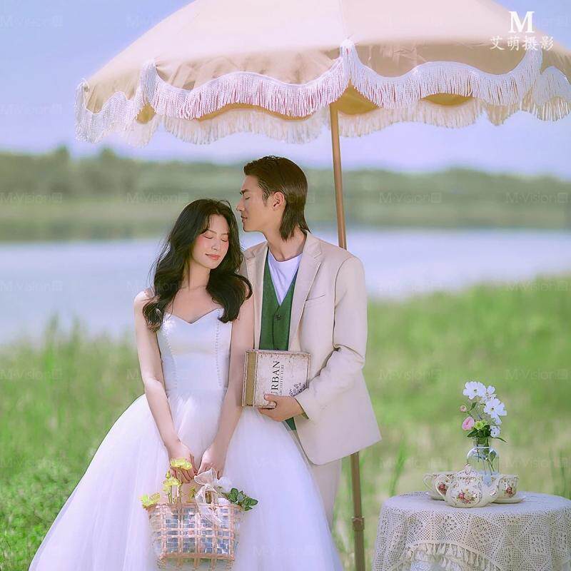 奶油风户外折叠伞海滩沙滩伞庭院躺椅摆摊伞室外直播道具阳伞包邮