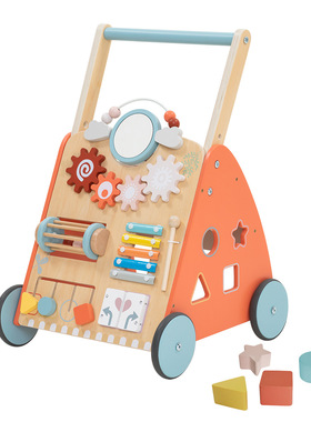 木质宝宝儿童学步车防侧翻0-3岁早教玩具多功能齿轮推车手推车