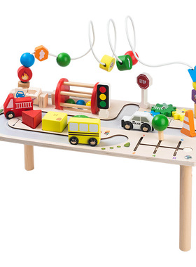 儿童木质交通道路主题忙碌板游戏桌早教益智玩具训练桌