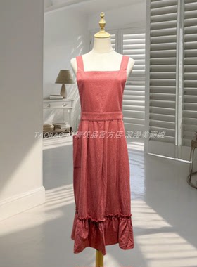 法式荷叶边高档打折复古田园风白色围裙咖啡厅花店画画裙子L010